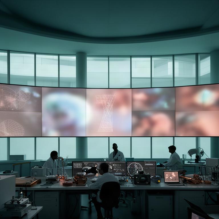 Sala di ricerca italiana con pannelli tecnici dedicati all'osservazione della Terra
