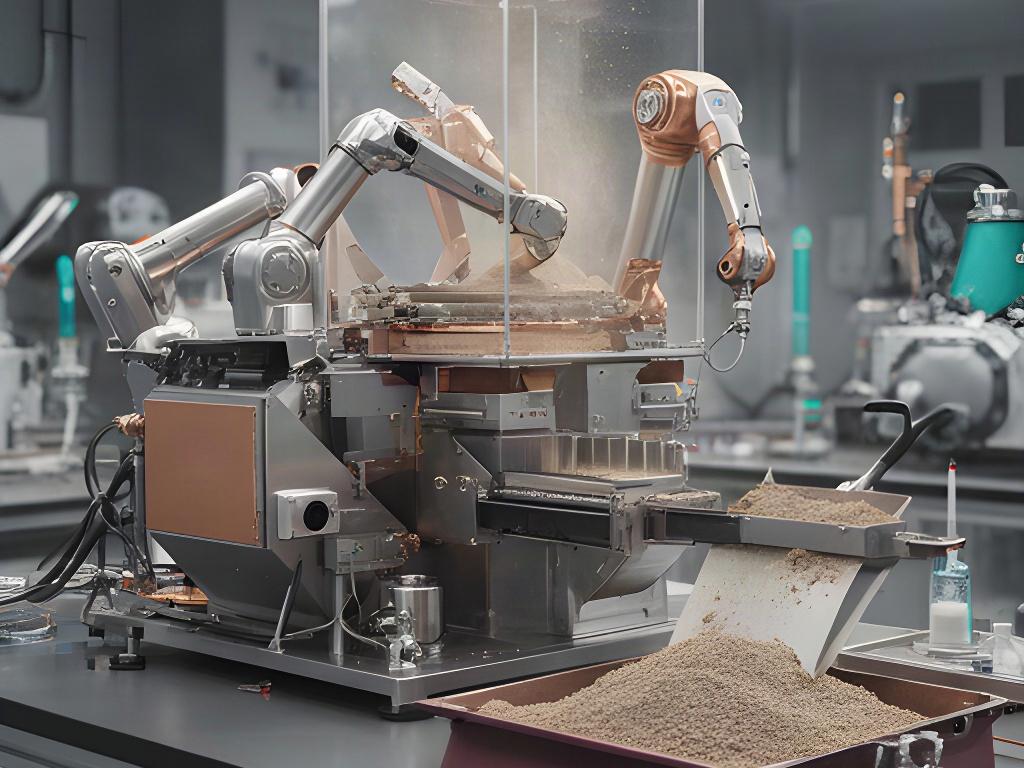 Prototipo di macchina per lavorare regolite in un laboratorio con superfici metalliche