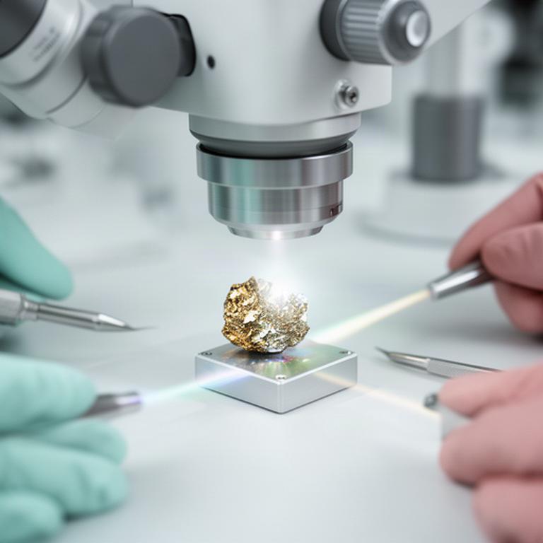 Spettrometro che rileva la composizione di un campione minerale