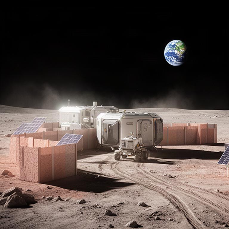 Habitat lunare modulare costruito con pannelli realizzati da regolite lavorata
