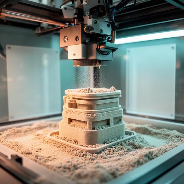 Componente stampato in 3D con simulante di regolite lunare nel laboratorio di ricerca