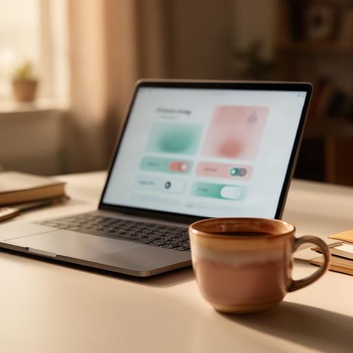 Impostazioni dei cookie visualizzate su un portatile accanto a una tazza di caffè
